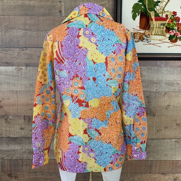 Vintage 1960’s 1970’s Psychedelic Boho Hippie Dagger Collar Popover Sz XS/Small - Picture 7 of 10
